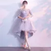Vestido de Banquete para Noite 2026 Novo Estilo Curto na Frente Longo Atrás Elegante e Gracioso Vestido de Festa Vestido de Noite Preto Venda por Atacado