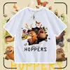 2026 Novo Plano de Transformação do Castor Camiseta Infantil de Algodão Puro Manga Curta Verão Desenho Animado Tendência Top para Meninos e Meninas