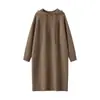 100% Cashmere Puro Outono e Inverno Feminino Moletom com Capuz Suéter Vestido Longo de Tricô Acima do Joelho