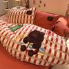 Juego de Cama de Algodón 100% Puro Cepillado Otoño e Invierno Juego de Cuatro Piezas Funda de Edredón Individual Bordada de Algodón 100% Juego de Tres Piezas para Dormitorio