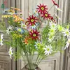 6 Crisantemos Solares Pequeños, Crisantemo de Aroma a Trigo de Rama Única, Arreglo de Escena de Jardín Monet, Arreglo Floral para Guía de Camino de Flores Artificiales para Bodas