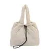Bolsa de Ombro de Algodão Bordada Fashion Estilo Coreano, Nova Bolsa Tote Casual de Grande Capacidade, Bolsa Saco Plissada Versátil para Mulheres