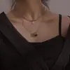 Joyería Transfronteriza Acero de Titanio Collar de Cintura Pequeña para Mujer Tendencia Doble Capa Apilado Ligera Lujo Nicho Diseño Cadena de Cuello Accesorios para Sudaderas