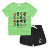 Estilo Novo Verão 2026 Camiseta de Gola Redonda e Shorts Infantis Estilo Coreano Absorvente de Suor Conjunto Casual de Camiseta para Crianças Pequenas e Médias