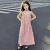 Vestido de Verano para Niña 2026 Nuevo Estilo Niña Grande Súper Bonito Vestido de Tirantes Finos Vestido Largo de Princesa para Vacaciones en la Playa