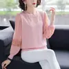 Suéter de seda de hielo camiseta de manga larga para mujer primavera y otoño 2022 nuevo estilo extranjero punto abrigo base corto cuerpo