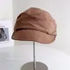 Chapéu Equestre Estiloso Plissado em Mistura Tencel para Mulheres, Boné de Beisebol Versátil Vintage Novo de Outono, Chapéu Newsboy Estiloso Tendência