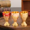 Vaso de Licores de Lujo Retro para Uso Doméstico, Copa de Chupito de Gama Alta con Patrón Floral Creativo, Cristalería de Aleación, Copa de Vino Blanco Estilo Europeo para el Hogar