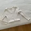 Luoyixiong Ropa Infantil Estilo Coreano Primavera y Otoño Nueva Niñas Color Sólido Raya Canalé Borde de Hongo Chaqueta Cárdigan Ajustada Moderna
