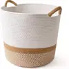 Cesta Grande de Hilo de Algodón Hecha a Mano para Lavar Ropa Sucia, Cesta Tejida para Uso Doméstico en Sala de Estar y Dormitorio, Cesta de Almacenamiento para Ropa Interior y Artículos Varios