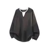 Camiseta Masculina Manga Longa Gola Redonda Patchwork Falsa de Duas Peças Estilo INS Outono Tamanho Plus Size Marca Tendência Solta Estilo Old Money Camada Base