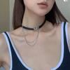Gola gargantilha de menina doce, legal e quente, colar de couro de borboleta, colar empilhado de camada dupla, gola de colar feminina de nicho, versátil
