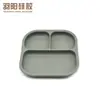 Prato de Jantar Quadrado de Silicone para Casa, Prato de Jantar Compartimentado de Silicone de Grau Alimentício para Crianças, Prato de Jantar de Silicone com Ventosa Grande para Bebê