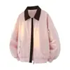 Jaqueta Nova Masculina Transfronteiriça, Caimento Solto, Color Block, Casaco Estilo Americano, Estilo Casal, Jaqueta Baseball Workwear Falsa de Duas Peças, Casual