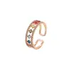 Anillo Abierto de Lujo Ligero Estilo Europeo y Americano con Microincrustaciones de Diamantes para Mujer, Diseño de Nicho Anillo Sencillo de Diamante Arcoíris para Dedo Índice