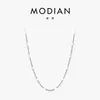 Collar de Cadena MODIAN S925 Plata de Ley con Lentejuelas Laterales, Cadena para Clavícula en Capas de Lujo Ligero, Accesorio Básico Versátil