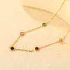 Collar de Disco Ojo de Gato Colorido Estilo Ins Europeo y Americano para Mujer Lujo Accesible Nicho Versátil Acero Inoxidable Accesorios de Collar con Colgante