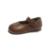 Zapatos de cuero estilo bosque para niñas, nueva colección otoño 2026, mocasines para niños pequeños y medianos, zapatos sencillos de un solo color estilo coreano, zapatos de princesa al por mayor