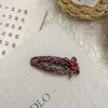Nuevo Pasador Geométrico Rojo Estilo Tweed, Pasador Versátil para Niña, Accesorios para el Cabello en la Parte Trasera de la Cabeza, Pinza Lateral para el Flequillo