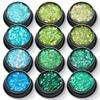 Lentejuelas brillantes redondas mixtas de color verde mágico transfronterizo, polvo de diamante con brillo láser ultrafino, joyería para decoración de uñas