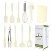 Espátula Pequeña de Silicona para Manchas Utensilios de Cocina Juego de 10 Piezas Espátula de Cocina para el Hogar Niños Juego de Cubo de Almacenamiento para Utensilios de Cocina Pequeños