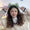 Nueva diadema de felpa tipo corsé para lavar el pelo diadema para lavar el pelo ojos de rana verde banda para la cabeza de amor corazón de niña cara de dibujos animados tarjeta para lavar el pelo