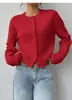 Cárdigan de Punto para Mujer Amazon Fashion, Cuello Redondo, Manga Larga, Suéter de Color Sólido, Nuevo Top Versátil de Ajuste Delgado para Primavera