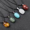 Pingente Oval Pequeno de Cristal Ágata Jade Semi-precioso Colar Acessórios Cor Mista Aleatória Produto Novo Transfronteiriço