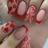 Cross-border Dia dos Namorados vestível unhas postiças românticas vermelho amor nail patch acabado prensa nas unhas