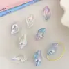 Contas de Concha Coloridas Acrílicas Bicolores com Furo Reto Galvanizadas a UV, Contas Soltas de Concha Iridescentes com Furo Passante, Acessórios de Miçangas para Corrente de Celular DIY