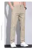 Pantalones largos casuales transfronterizos para hombre elásticos de verano nuevos de seda helada finos marca de moda estilo fino corte ajustado secado rápido pantalones deportivos
