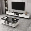 Oferta especial: Mesa de centro para sala de estar, lujo ligero, minimalista, estilo moderno, adecuada para apartamentos pequeños, mesa de centro de vidrio templado, juego de mueble para TV