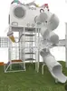 Brinquedos de Exterior para Jardim de Infância Estrutura de Escalada de Madeira Ponte Suspensa Tobogã de Treinamento Instalação Infantil Local Parque de Treinamento Sensorial