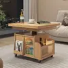 Mesa Lateral de Altura Ajustable, Carrito Móvil Plegable, Mesa de Té de Madera Maciza, Mesa de Comedor Multifuncional para Sofá para Apartamentos Pequeños