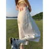 Shorts de mezclilla blancos de pierna ancha para mujer, tendencia de verano nuevo estilo, de cintura alta, adelgazantes, versátiles, pantalones casuales rectos de longitud media