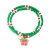 Pulsera navideña transfronteriza europea y americana nueva con cuentas de arroz de Papá Noel y aceite de goteo, pulsera colgante de doble capa con cuentas, venta al por mayor
