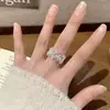 Anel Exquisito Vazado Estilo Palácio para Mulheres, Anel Aberto Fashion com Borda Larga Geométrica Personalidade, Anel para Dedo Indicador com Design de Nicho
