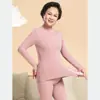 Traje de pantalón largo de terciopelo de invierno con cuello alto, ropa interior térmica para mujer de mediana edad y ancianos, ropa de otoño