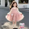 Conjunto de Vestido de Outono para Meninas Vestido de Malha Estiloso com Camadas para Crianças Vestido de Princesa da Moda para Bebês Primavera/Outono
