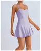 Venta al por mayor transfronteriza de ropa de yoga, vestido de tenis strapless con sensación de segunda piel, ropa de fitness reductora, minifalda deportiva para mujer, dropshipping de una pieza