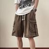 Shorts de Ferramentas Masculino Verão Novo Estilo Americano Funcional Cinco Pontos Calças de Vários Bolsos Retas de Perna Larga Versátil Casual Calças de Comprimento Médio