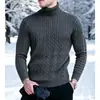 2026 Comercio Exterior Transfronterizo Otoño e Invierno Suéter Cálido de Punto para Hombre Cuello Alto Tejido de Trenza Talla Grande Suéter Base Pullover