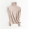 Suéter de capa base de lana auto-calentable con cuello alto apilado, suéter liso simple, nuevo top ajustado adelgazante de otoño e invierno