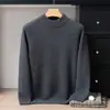 Suéter de punto grueso para hombre, cuello semialto, 100% cachemir, holgado y cálido, versátil para invierno, talla grande, jersey de punto casual