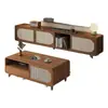 Mueble de TV Retro de Mimbre Moderno Simple Color Madera Original Nogal Gabinete de Piso para Sala de Estar Hogar Apartamento Pequeño Gabinete de Películas