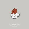 Junpi Original Broche de Café Feito em Casa Panda Broche Masculino Bonito Distintivo Japonês Desenho Animado Acessórios de Alfinete de Segurança