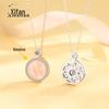 S925 Sterling Silver Opal Round Pingente Pescoço Vestindo Clavícula Cadeia Feminina Colar Rotativo Internet Celebridade Luz Luxo para Namorada