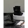 Botines cortos de mujer estilo ballet 2026 nuevas botas western vintage, botas plisadas apiladas, punta cuadrada, botines cortos tipo Martin con lazo