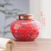 Yuerui Latas de Té Esmaltadas Cajas de Regalo Almacenamiento de Materiales Medicinales de Alta Gama Sello Pequeño Altar Cerámico Botella de Té Grande Vacía