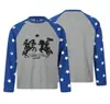 Valuri tejido gofre principios de otoño estampado digital de estrellas de caballo colorblock camiseta de cuello redondo de manga larga para hombre y mujer